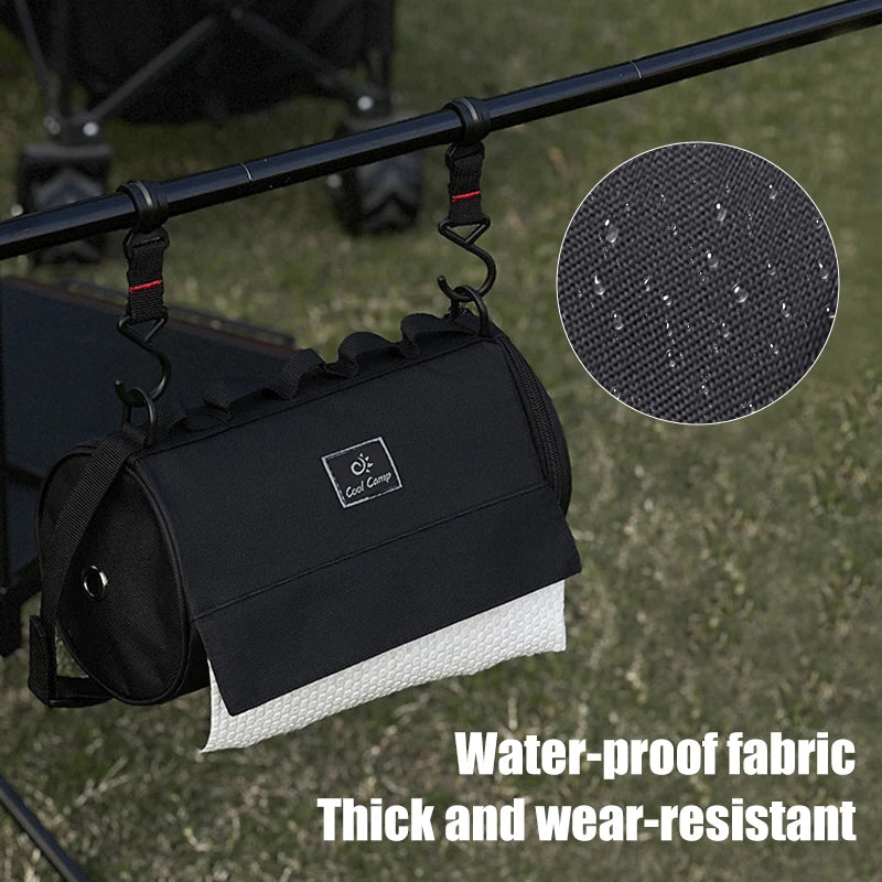 WESTTUNE Outdoor Tissue Case Portable Roll Paper Storage Bag with Hook Hanging Napkin Holder Travel Toilet Paper Storage Box