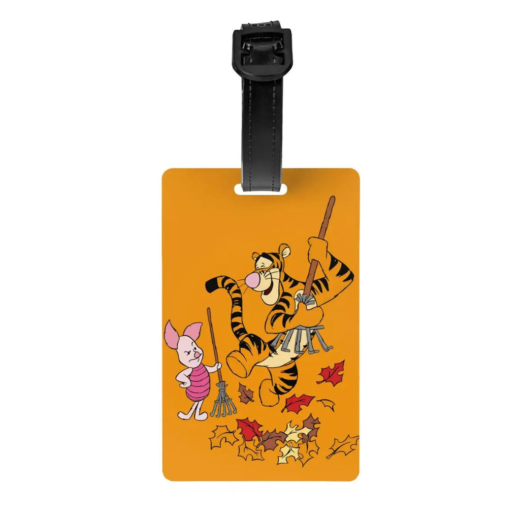 Custom My Friends Cartoon T-Tigger Pooh Luggage Tag Privacy Protection Baggage Tags Travel Bag Labels Suitcase
