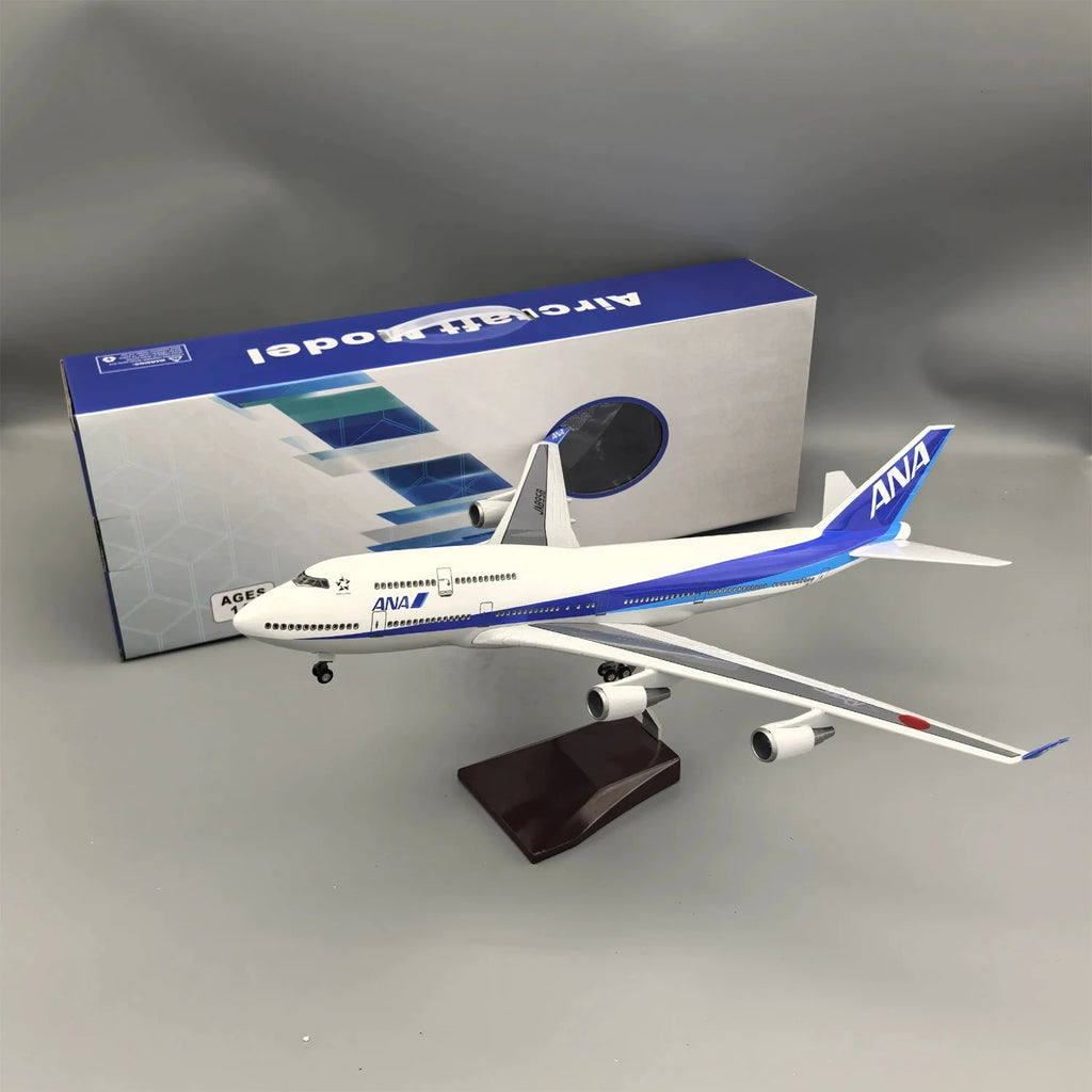 1:150 Scale Plane 47cm ANA Japan Airlines B747 Resin ABS Aircraft Model With LED Light Display Souvenir Toy Plane For Children