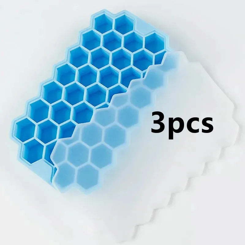 4/1PCS 37 Grids Silicone Ice Cube Mold Large-capacity Ice Trays Food Grade Reusable Ice Maker with Lids Cocktail Kitchen Tool