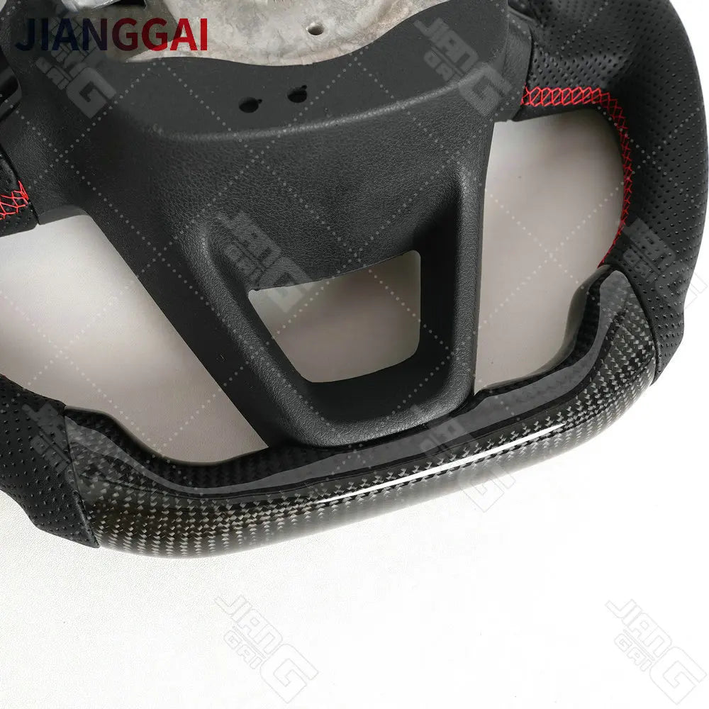 Real Carbon Fiber LED Steering Wheel For Seat Leon Cupra MK2 Ibiza 2013-2019 With Paddle Hole Perforated Leather Steering Wheel