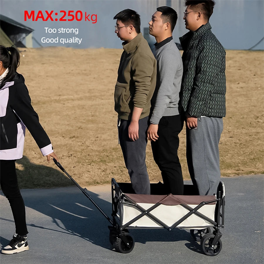 Heavy Duty Outdoor Folding Wagon Cart Large Capacity Collapsible Utility Trolley Portable for Garden Beach Camping