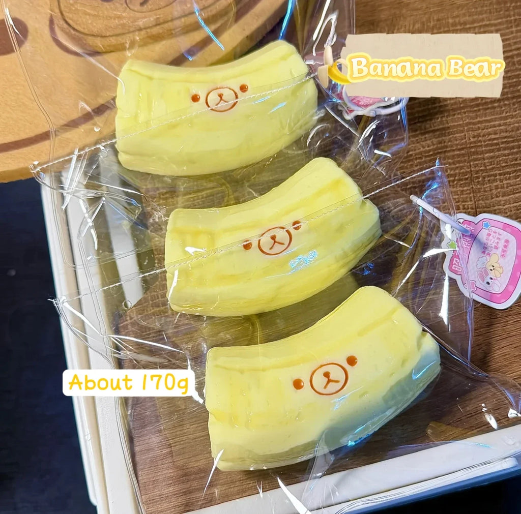 Handmade Butter Texture Squishy Banana Bear Squeeze Toy Stress Relief Food Grade Silicone Fidget Toy Kids Gift