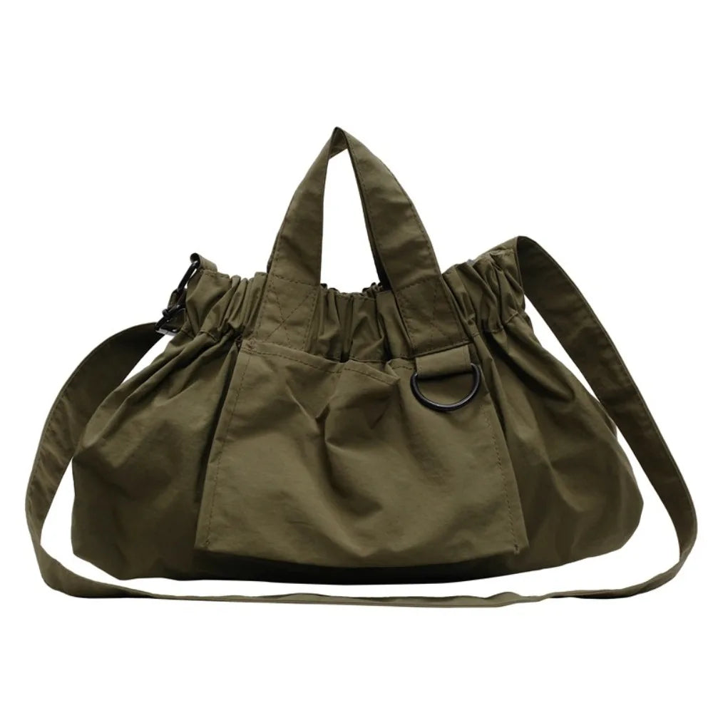 Casual Canvas Crossbody Bag Solid Color Large Capacity Shoulder Bag Portable Messenger Bags Women