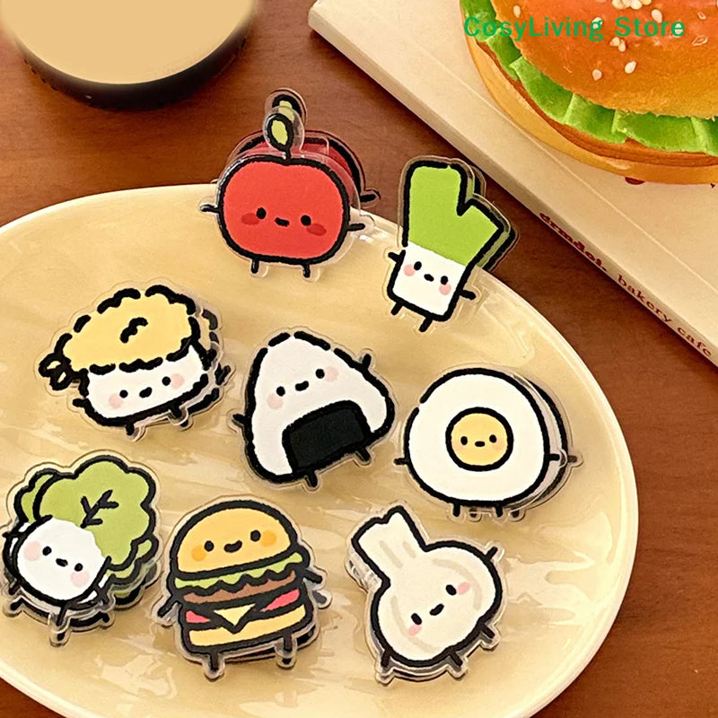 1Pair Cute INS Animated Fruit Sealing Clip Note Clip Cartoon Decoration Gift Acrylic Clip Office Accessories