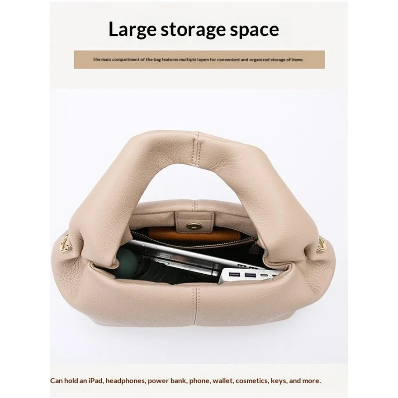 Women New Soft Leather Cloud Bag Fashion Minimalist Crossbody Bag Senior Feeling Large Capacity Work Handbag