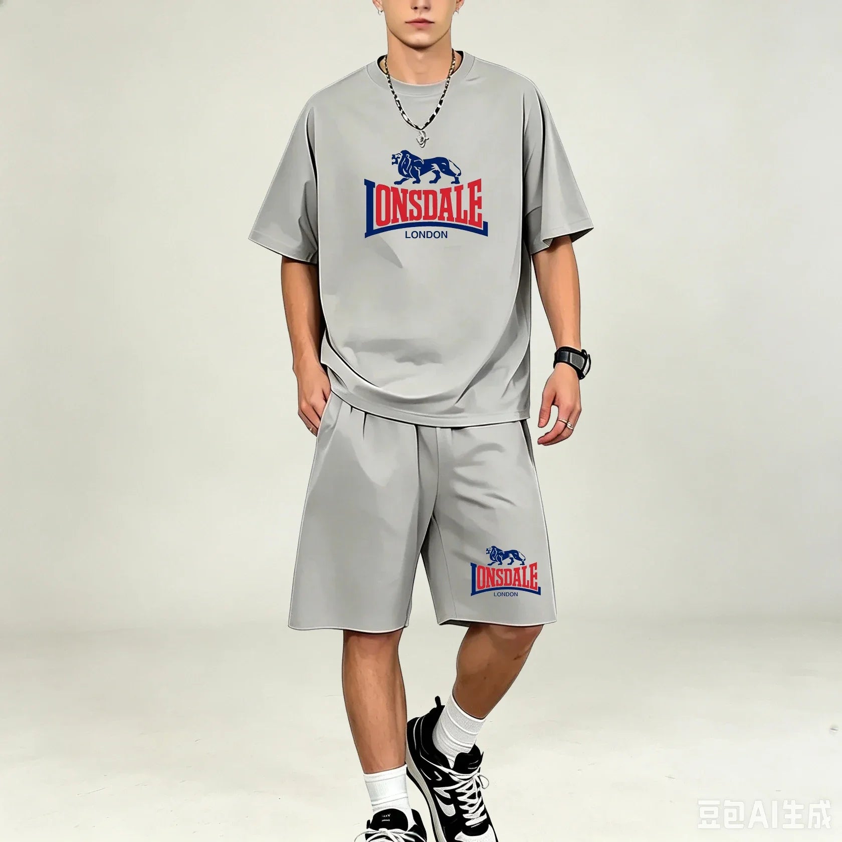 Men T‑Shirts Sets Daily‑Style 2‑Piece T‑Shirts Sets Printed Tops With Drawstring Shorts Quick‑Dry Breathable Casual‑Sport Outfit