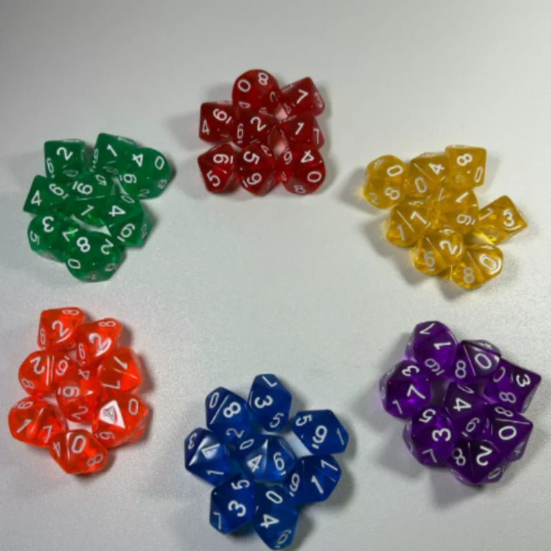 7 Pieces/set of 10-sided Number Dice 1-10 Fun and Educational Board Game Multi-color Set