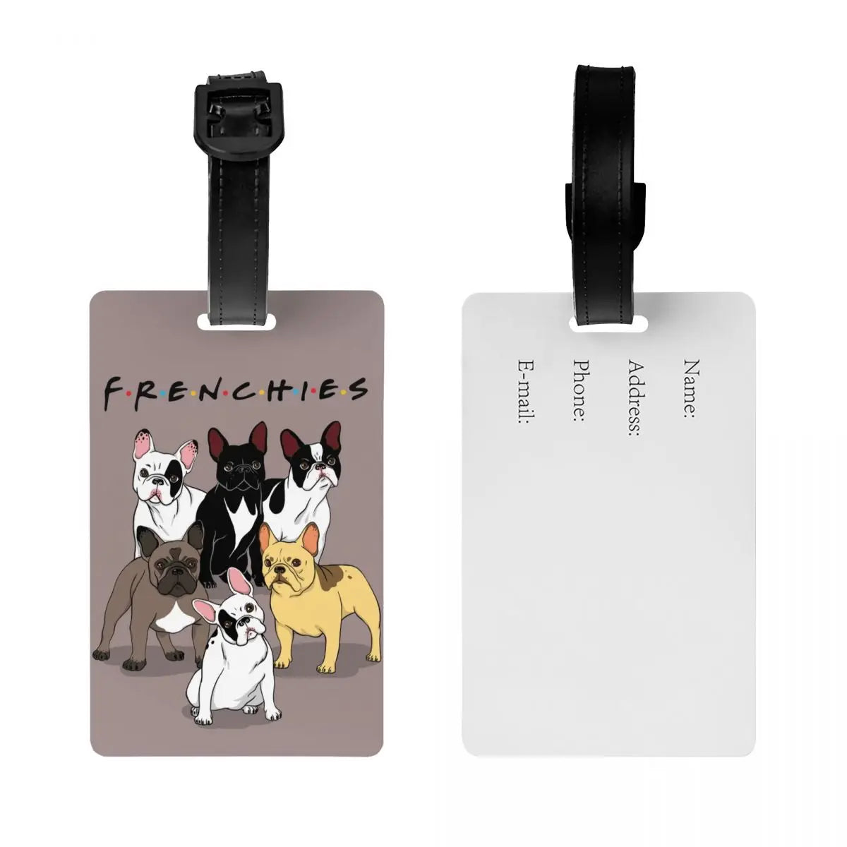 Funny Frenchies French Bulldog Luggage Tag for Suitcases Fashion Dog Animal Baggage Tags Privacy Cover Name ID Card