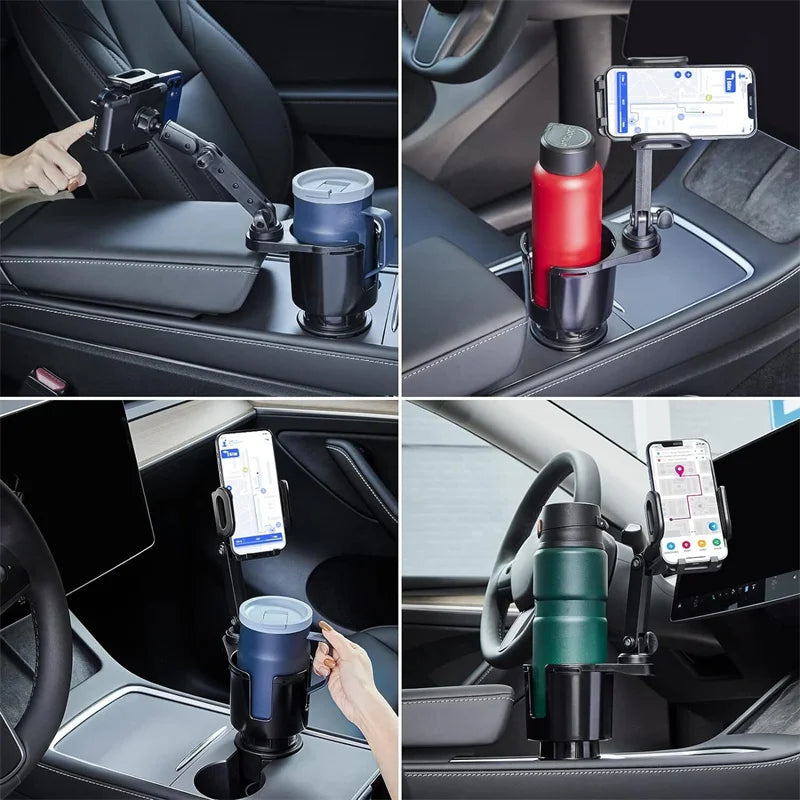 1PC With Phone Holder, Storage Box Tray, Car Accessories Adjustable Universal Car Cup Holders Drink Holder Expander Adapter
