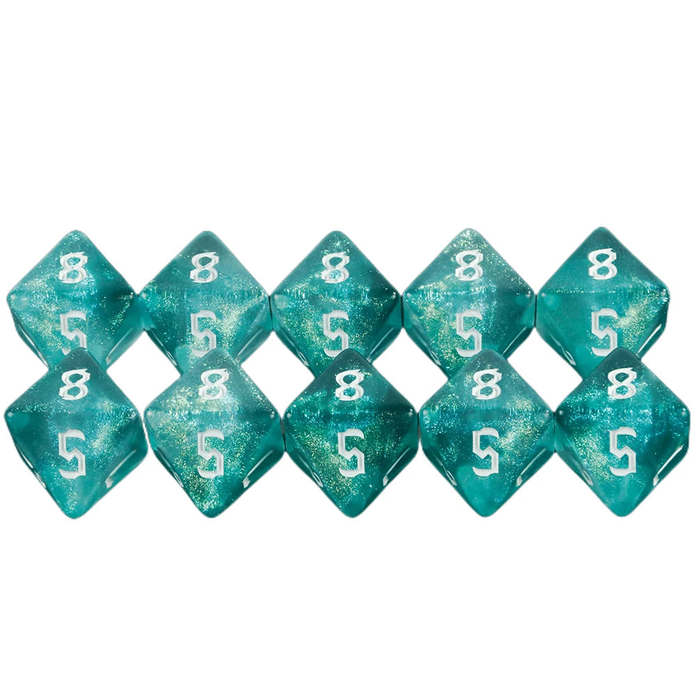 D8 Mixed Colours Polyhedral Dice 8 Sided Amazing Glitter Dice for DND Roleplay Game Math Teaching Playing Tabletop Games