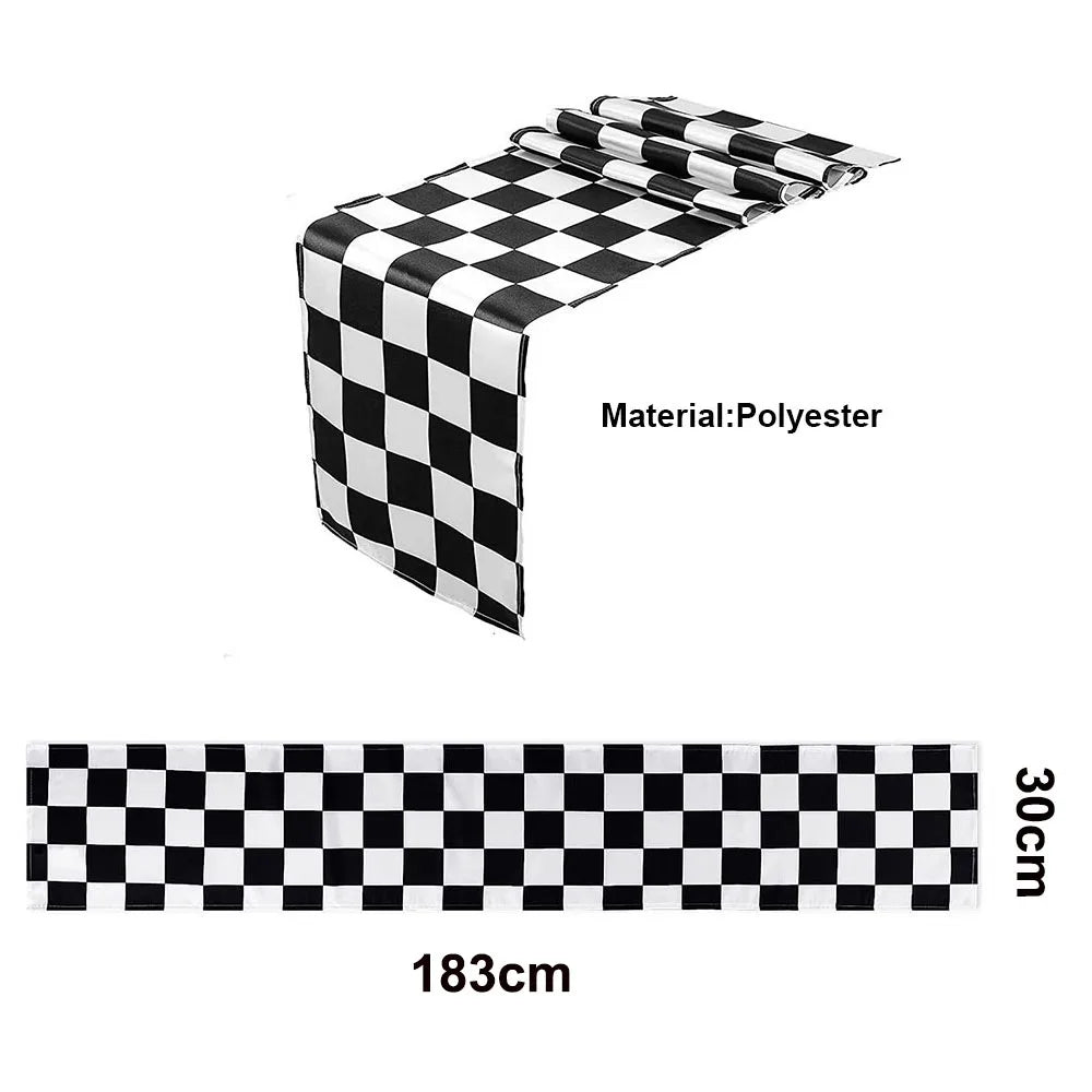 Race Car Theme Tablecloths Black White Checkered Rectangular Plastic Table Cover Racing Car Birthday Party Decorations Supplies