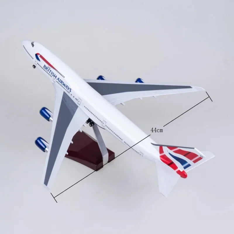47CM model plane 747 British Airways Plastic model Resin Static miniature airplane  for Collection Or Gift Display Decorations