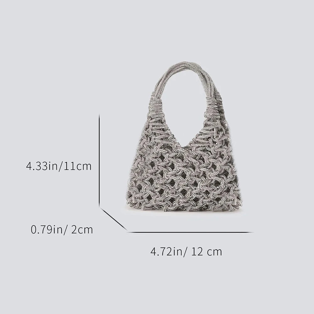 Glitter Shiny Diamond Clutch Purse Women Handbag Luxury Handmade Circular Bag Wedding Party Banquet Bag Fashion Evening Bag
