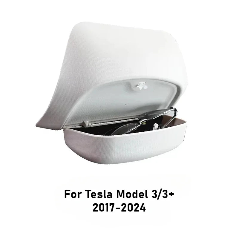 For Tesla Model Y/3/3+ Car Roof Glasses Box Sunglasses Storage Box Sun Visor Clip Card Storage Car Modification Accessories