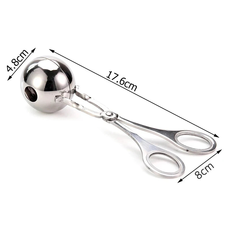 None-Stick Stainless Steel Meat Ballers Meat Baller Tongs Cake Pop Meatball Maker Ice Tongs Cookie Dough Scoop for Kitchen