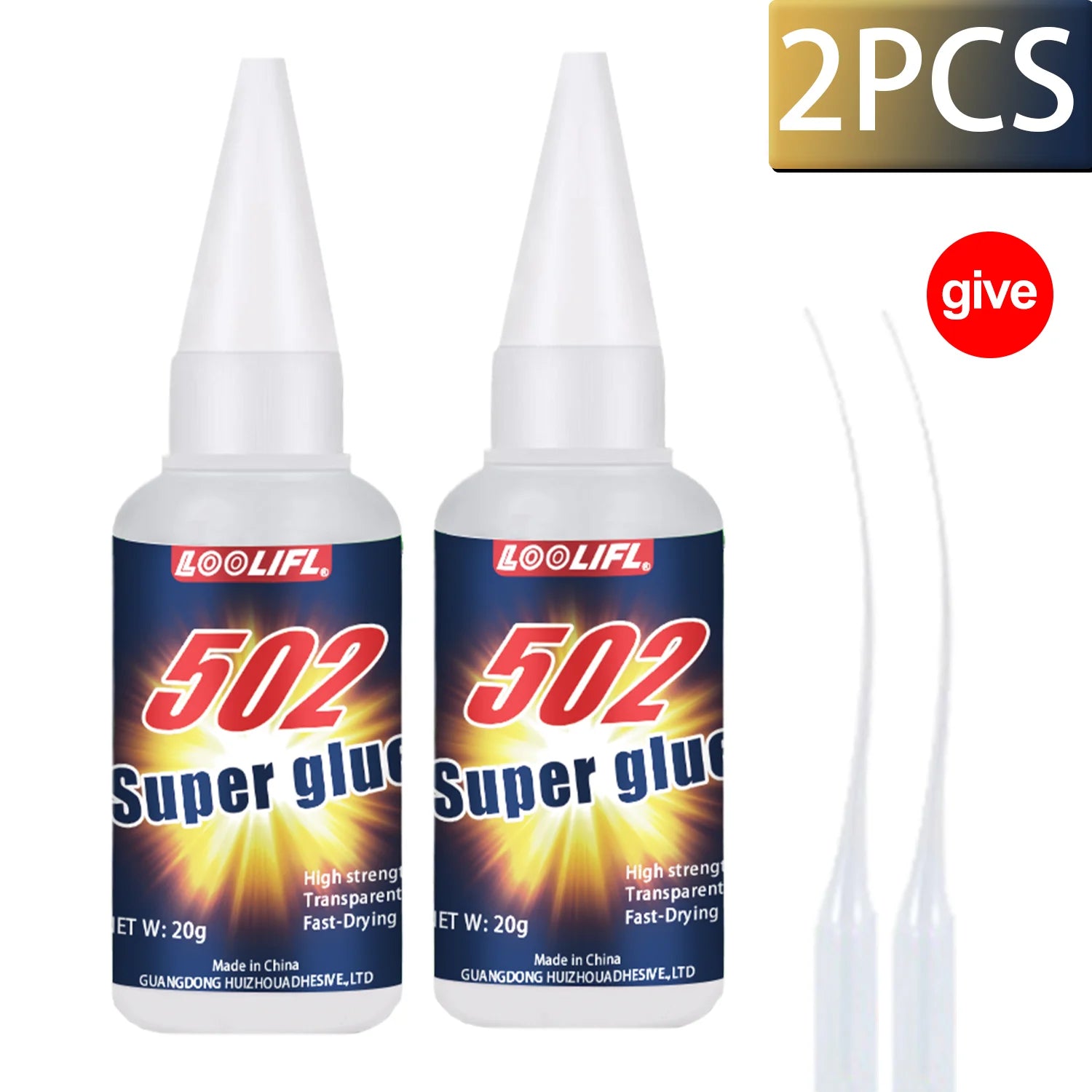 LOOLIFL 1-8PCS 20g 502 Super Glue Quick-drying Cyanoacrylate Instant Leather Rubber Wood Metal Strong Bond Liquid Adhesive Tool