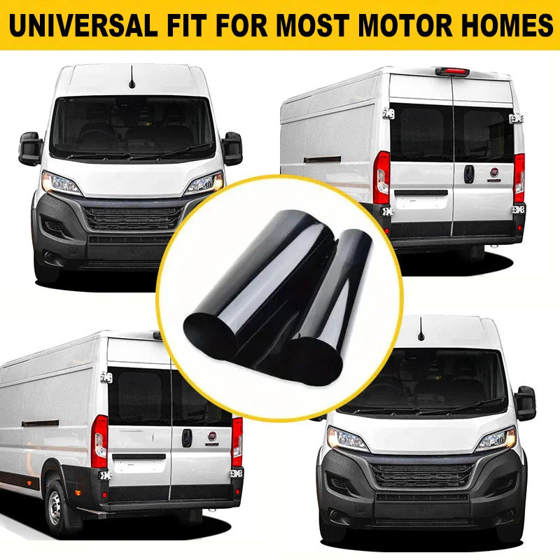 20x200cm RV Glossy Black Vinyl Sun Strip Kit for Camper Van Motorhome Sprinter Transit Ducato Large Stripe with Fitting Tool