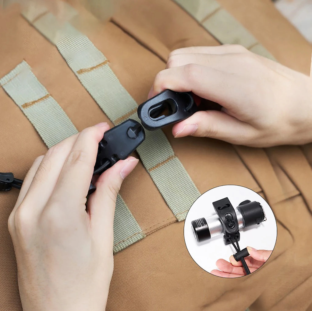 New Outdoor Molle Webbing Buckle Clip Clasp Tactical Flashlight Ice Axe Walking Stick Tripod Fixed Clip Accessories Hunting Clip
