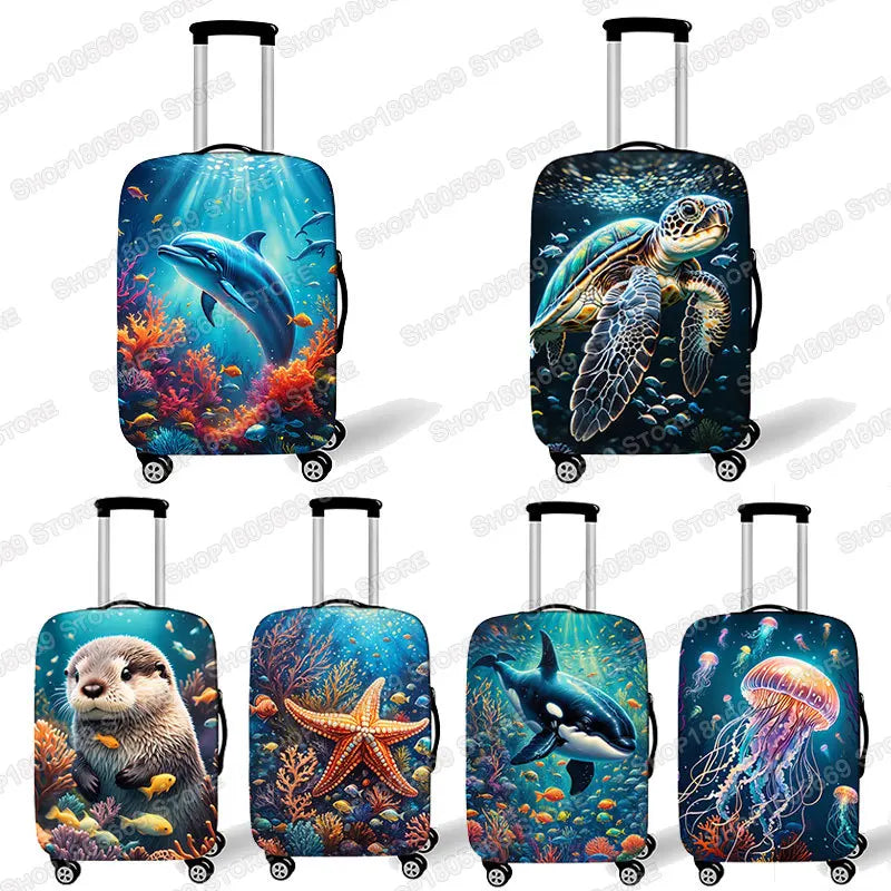 18-32 Inch Dolphin / Turtle / Octopus/ Starfish Pattern Luggage Cover Ocean Animal Suitcase Protective Covers Travel Accessories