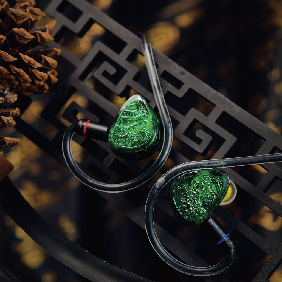 TANGZU WANER SG 2 Jade Dragon Edition 10mm PET Single Dynamic In-Ear Earphones with Silicone Storage Bag and Sancai Wide Bore
