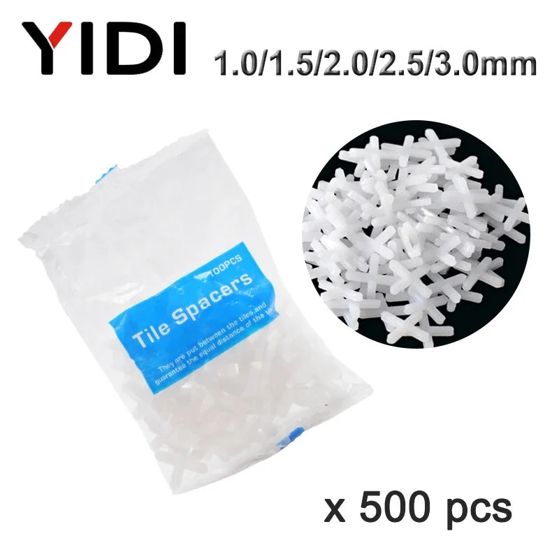 500pcs 1/1.5/2/2.5/3mm Cross Tile Spacer Resuable Plastic Laying Tiler Tool Ceramic Leveling System for Wall Floor Construction