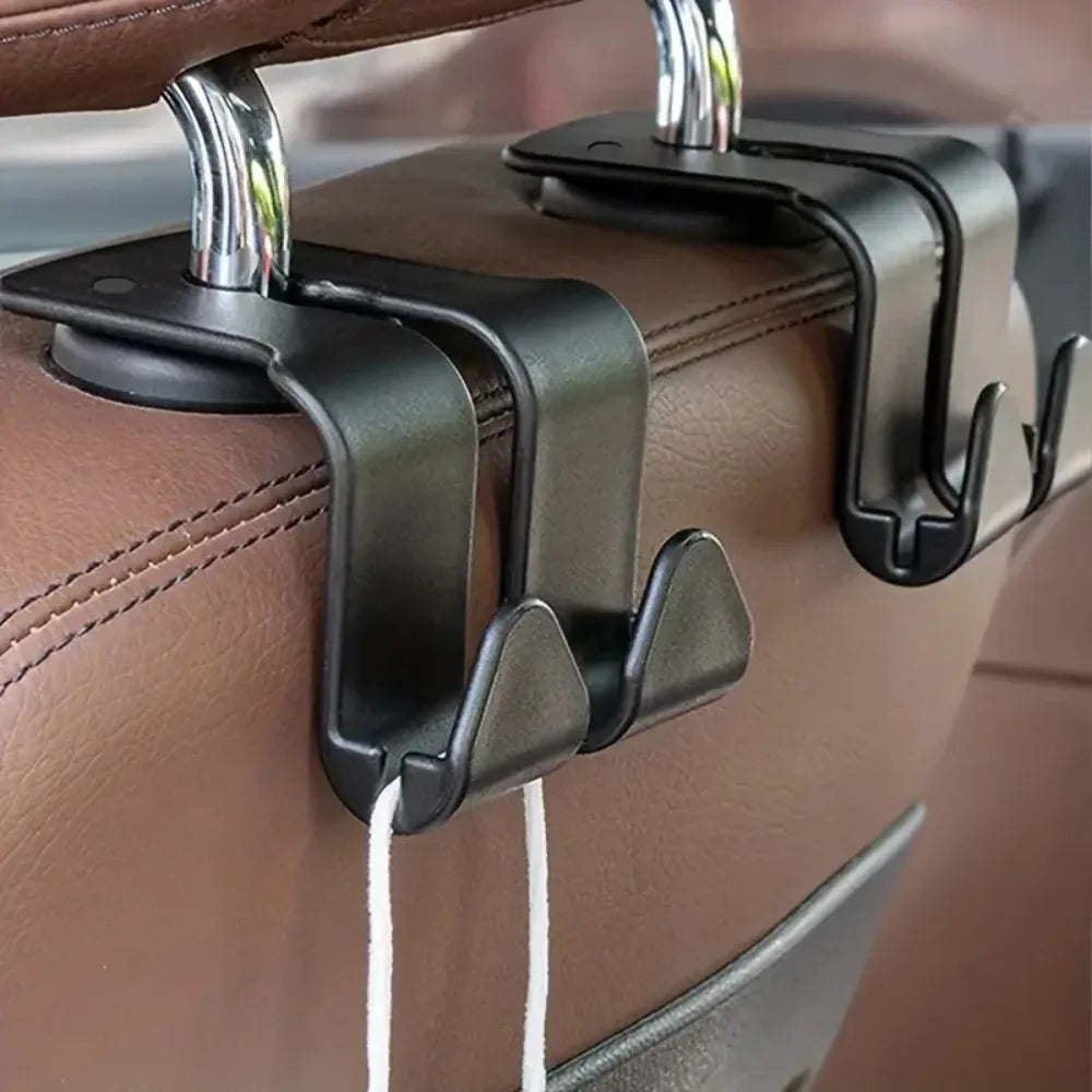 1/2PCS Car Seat Headrest Hook 4 Pack Hanger Storage Organizer Universal for Handbag Purse Coat Fit Universal Vehicle Car Black