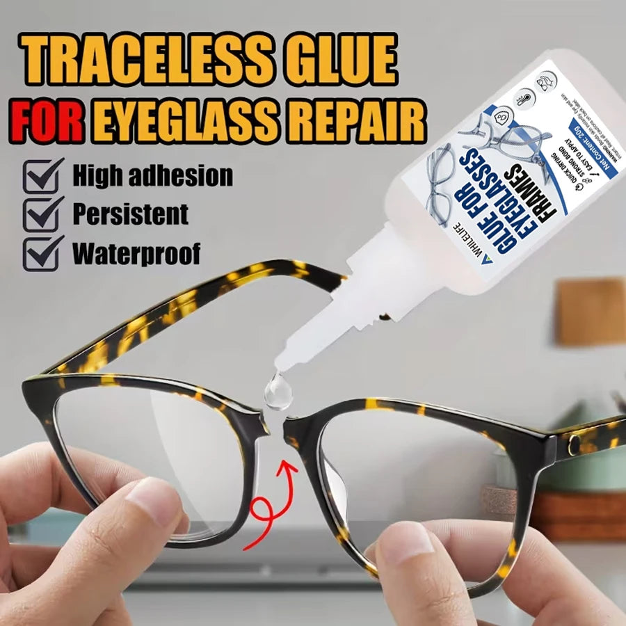 Eyeglass Frame Repair Glue, Low-Cost Clear Strong Multi-Purpose Adhesive for Glasses Frames, Rhinestones, Pearls Device Bonding