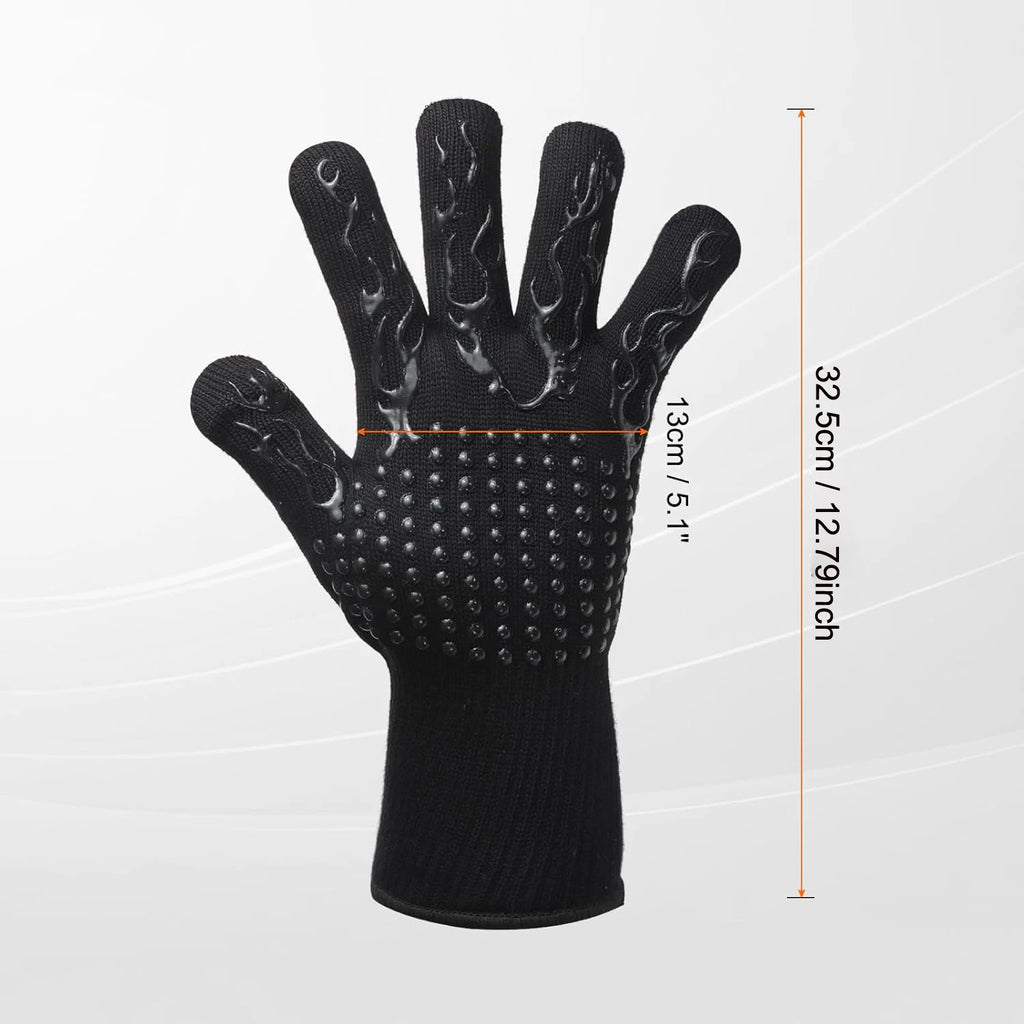 BBQ Gloves 1472℉ Heat Resistant Oven Gloves Silicone Non-Slip Kitchen Oven Mitts for Smoker, Barbecue, Baking, Cooking, Grilling