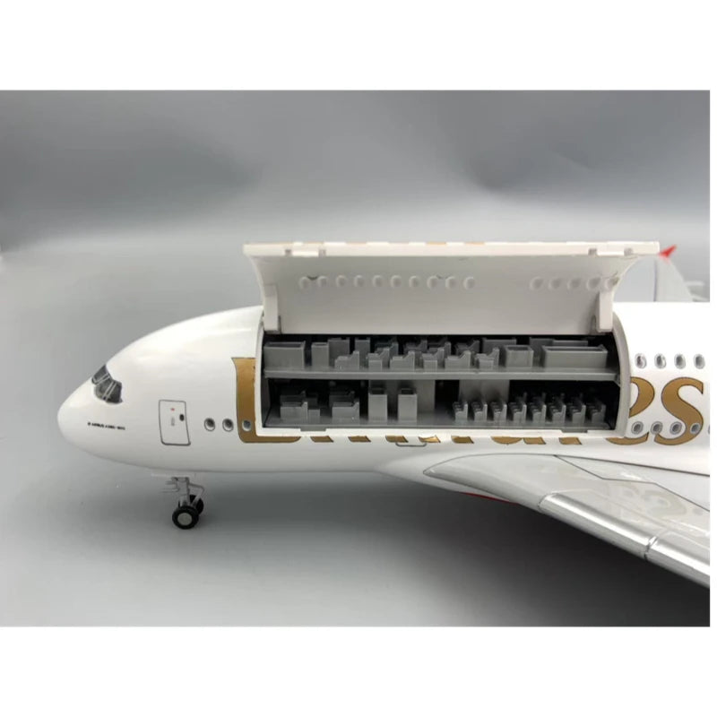 New Type Diecast Model A380 Emirates Airways Resin Openable Cabin Door Airplane With Light Airline Collection Display Gifts