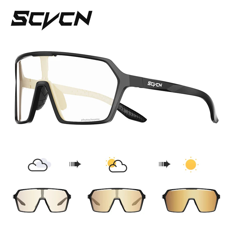 SCVCN Photochromic Hiking Cycling Glasses Outdoor Running Sunglasses Stylish Hiking Driving Glasses Casual Sports Sunglasses