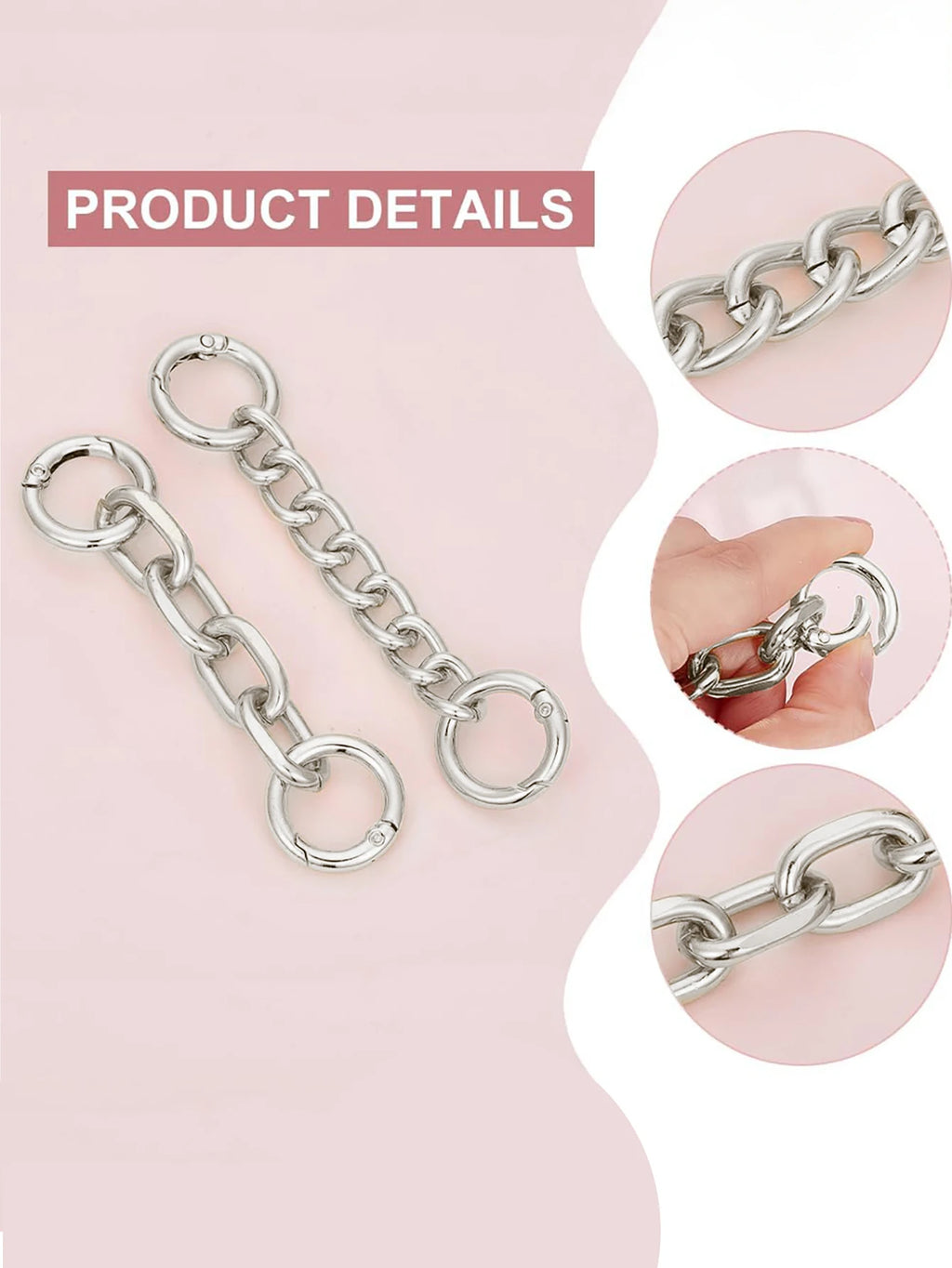 Bag Strap Extender Chains Metal Purse Chain 2 Styles Shoulder Bag Strap Extender Chains with Spring Gate Rings for Bag Straps