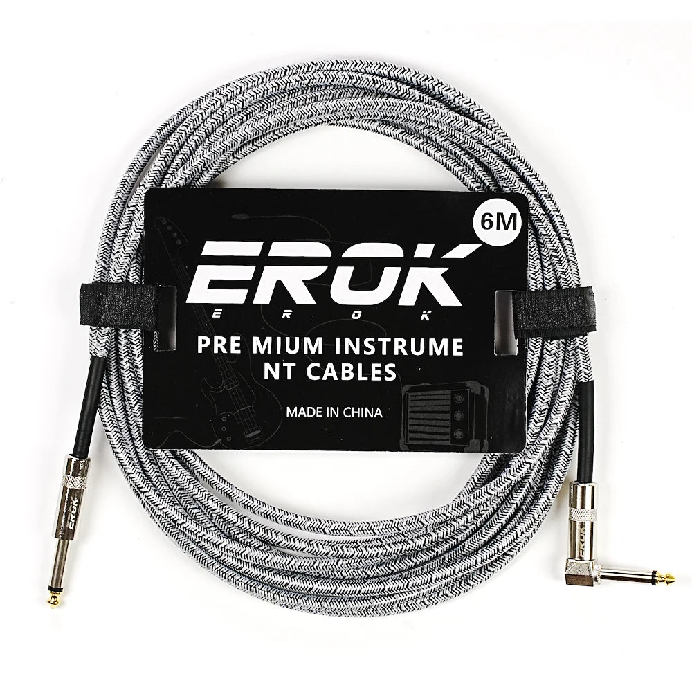 EROK 1.5/3/6/10M Guitar Audio Cables Anti-Noise Line 6.35mm Male to Male Colorful Braided Line Pedal Guitar Bass Universal Cable