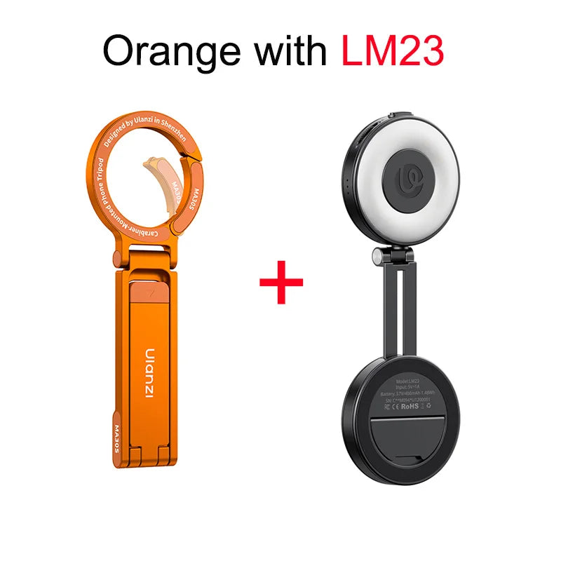 Ulanzi MA30S Carabiner Phone Stand Phone Handle Tripod for iPhone 17 16 15 Pro/Pro Max Selfie Stick Slim Version MA30 for Vlog
