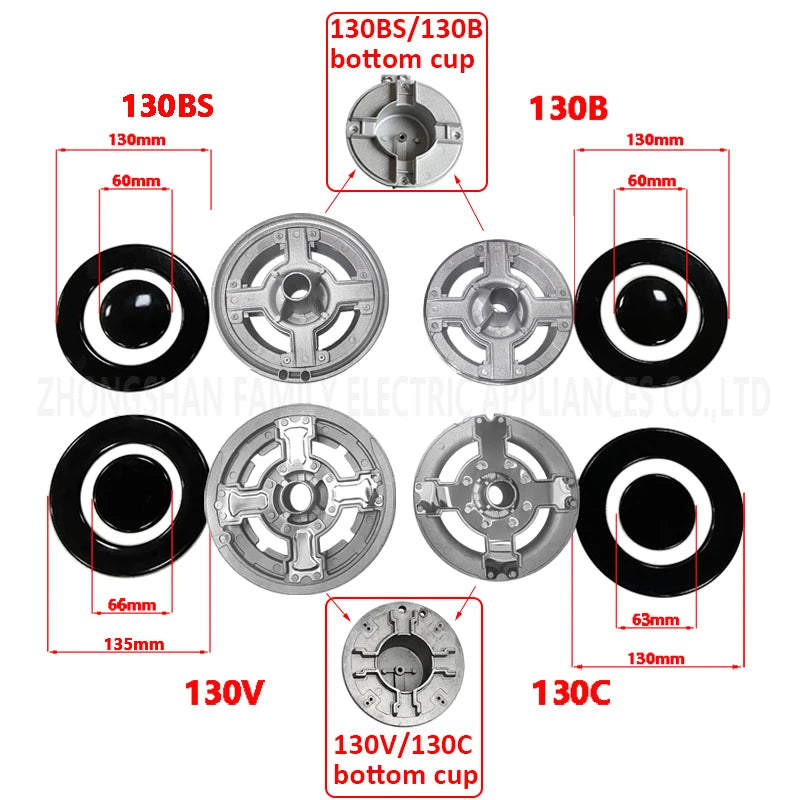 heavy 3mm thick stove parts 130mm big burner with high temperature resist aluminum base seat