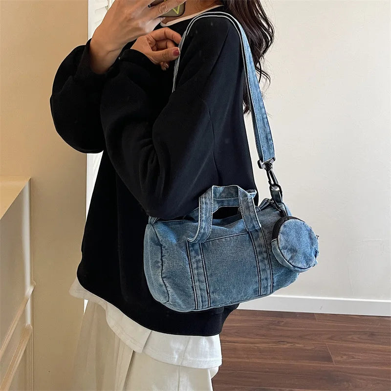 Cowboy cloth bag, women's fashion handbag, versatile single shoulder crossbody bag, versatile commuting tote bag