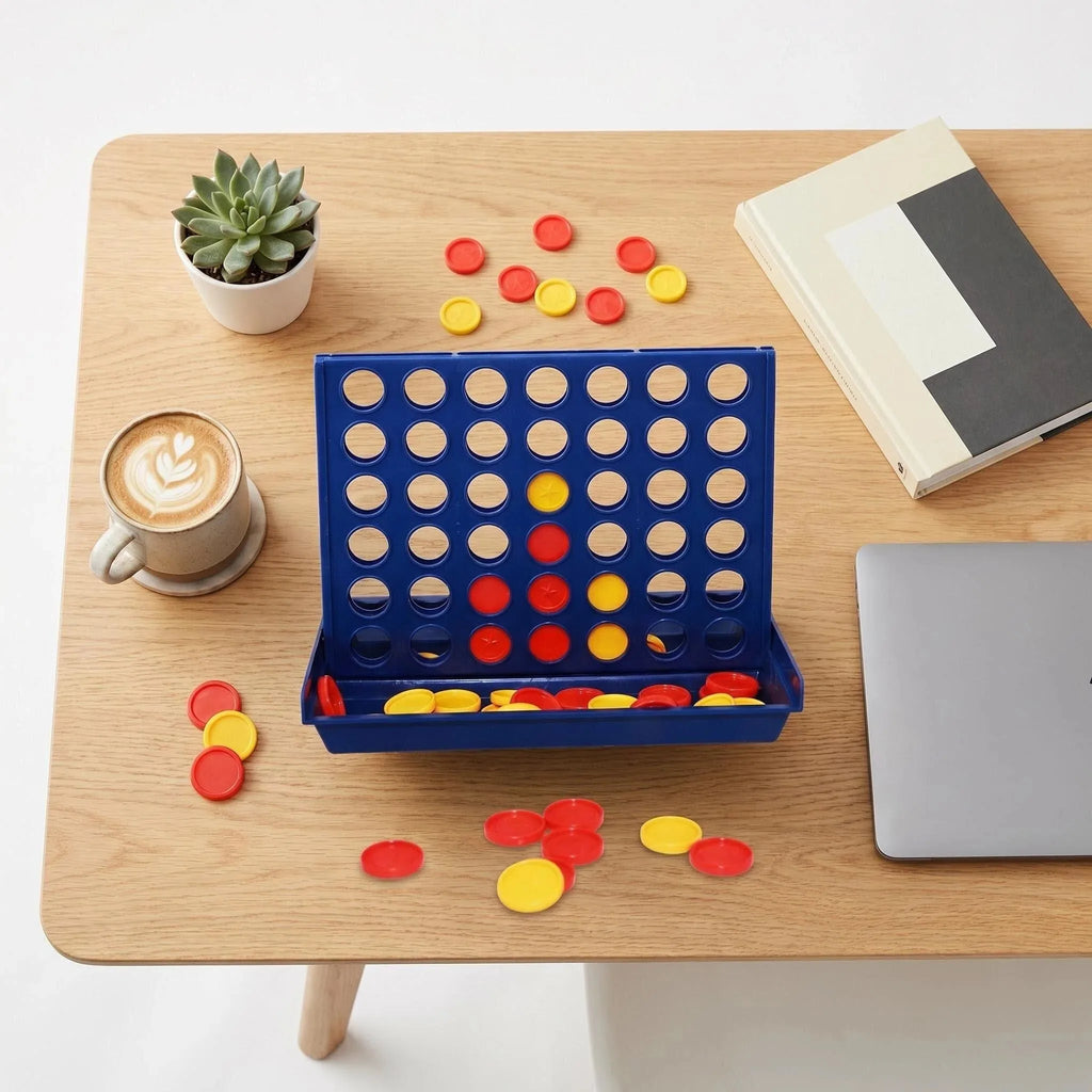 1PCS 2-in-1 Connect Four & Tic-Tac-Toe 3D Board Game, Portable Board Game Toy, Tabletop Game, Travel Mini Chess Toy, Foldable Co
