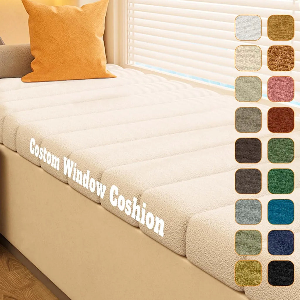 Customized Teddy Waterproof Fabric Sofa Cushion Bay Window Pad Bed Head Cushions 50D High-Density Sponge Cushion Non-Slip Cushio