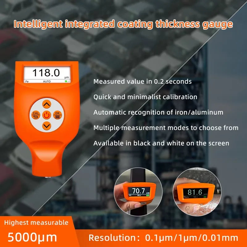 New portable coating thickness gauge with three color LED indicator light for rapid detection of 3000 to 9900 microns CTG series