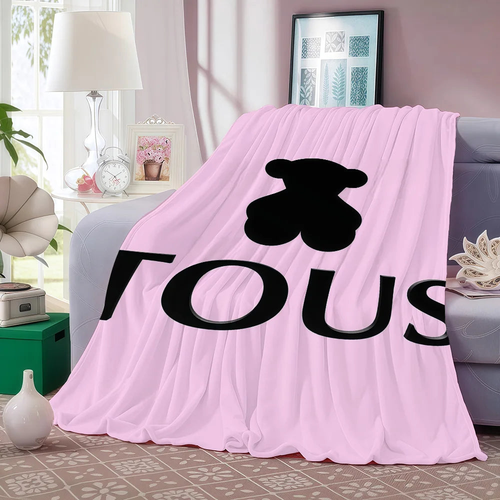 Fashion print T-TOUS  Blanket For Sofa Office Bed Plane Travel Sleep Read Relax Camping Soft And Warm