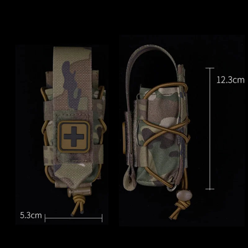 Molle Tourniquet Holder IFAK TQ Holder Tactical Medical Pouch Holster First Aid Kit Cross Patch/Bungee Cord With Tourniquet