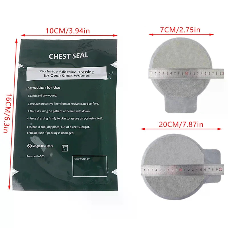 Chest Seal Wound Care For Emergency Or Tactical Situations Advanced Adhesive Sterile Transparent Lightweight Vent Life-Saving
