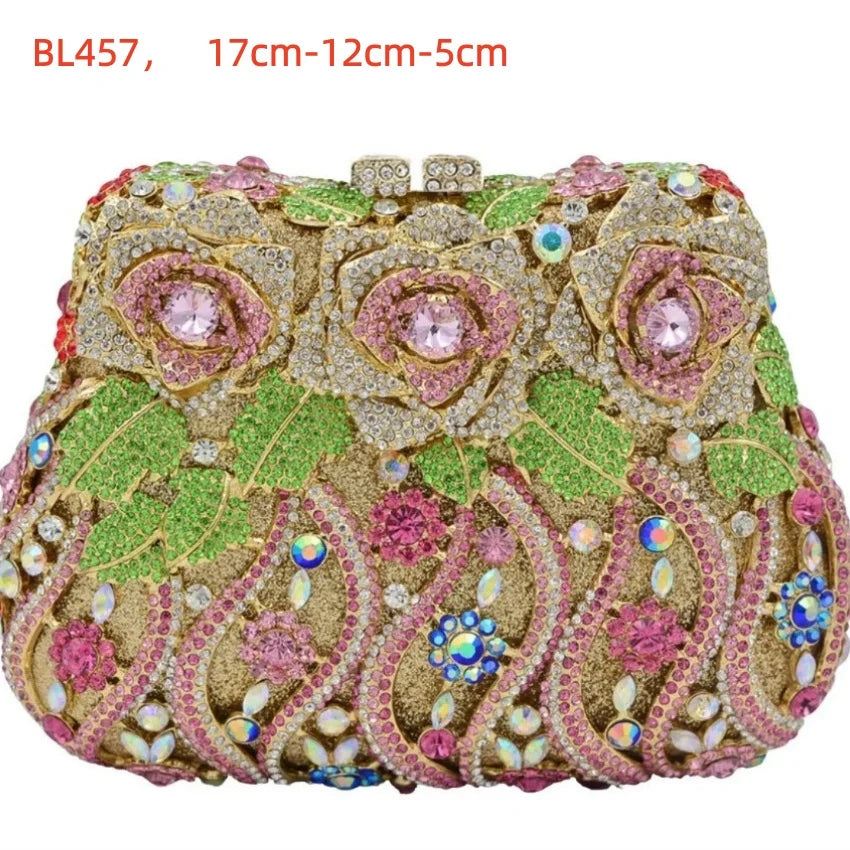 2026 Sparkly Diamond Dinner Bag Hollow Rhinestone Banquet Clutch Bag Women Evening Party Wedding Bridal Purse Rhinestone Handbag