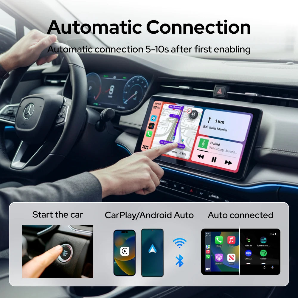 Skilldrive 2026 Mini 2 in 1 CarPlay Adapter Wireless Android Auto Adapter AI Smart Box Intelligent System for Wired CarPlay Car