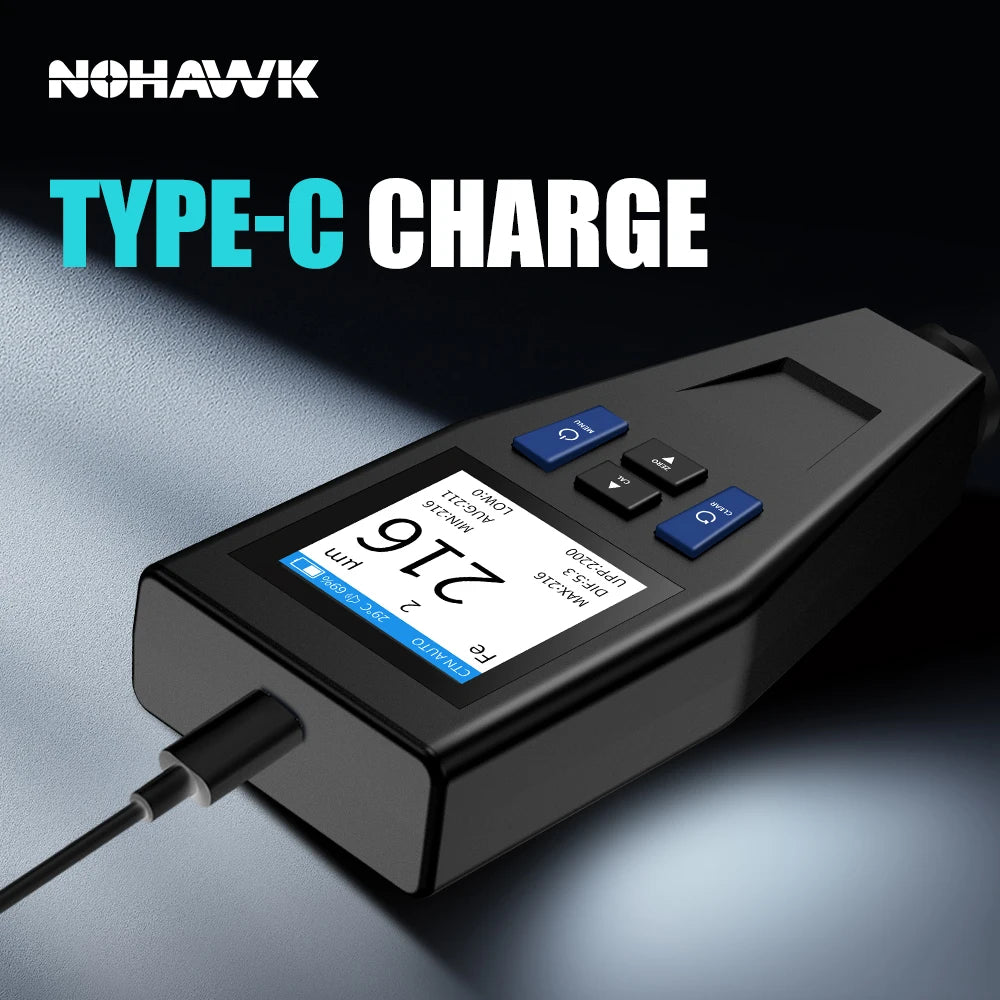 Color Screen Car Coating Thickness Gauge Best Digital Meter for Automotive Paint Thickness Measurement F/NF Automatic Detection