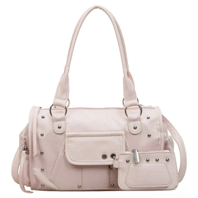 Fashionable Large-capacity Rivet Motorcycle Bag, New Women's Versatile Handbag, High-end Commuting Crossbody Bag, for Daily Use