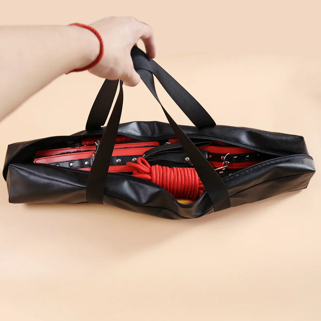 SM Leather Bag Erotic Accessories Storage Bag Sex Products Handbags Valise for Adult Games Handcuff Whip Anal Plug Bdsm Sex toys