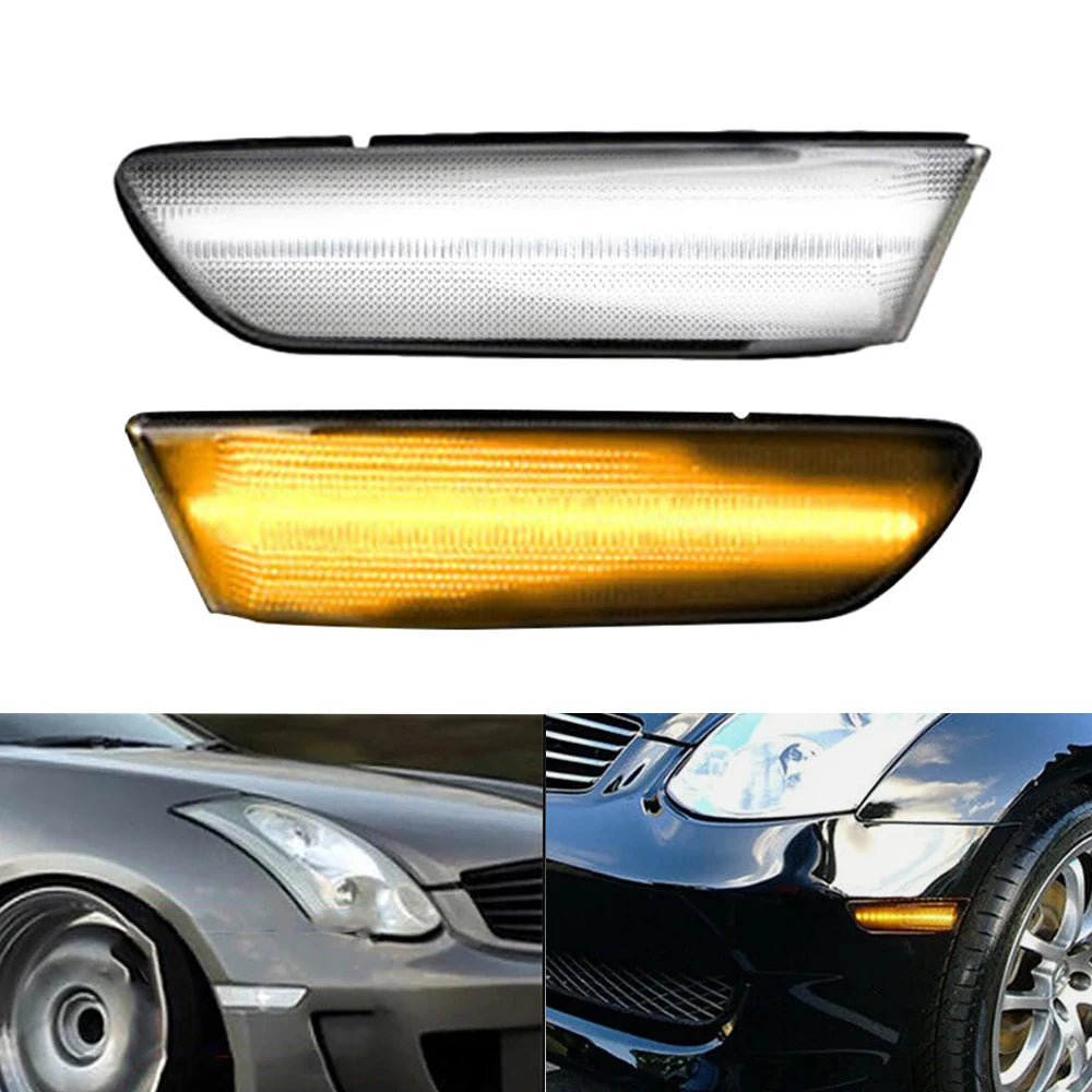 2pcs Car LED Side Lamp LED Dynamic Side Indicator LED Side Marker Lights Car Side Light for Infiniti G35 2-door Coupe 2003-2007