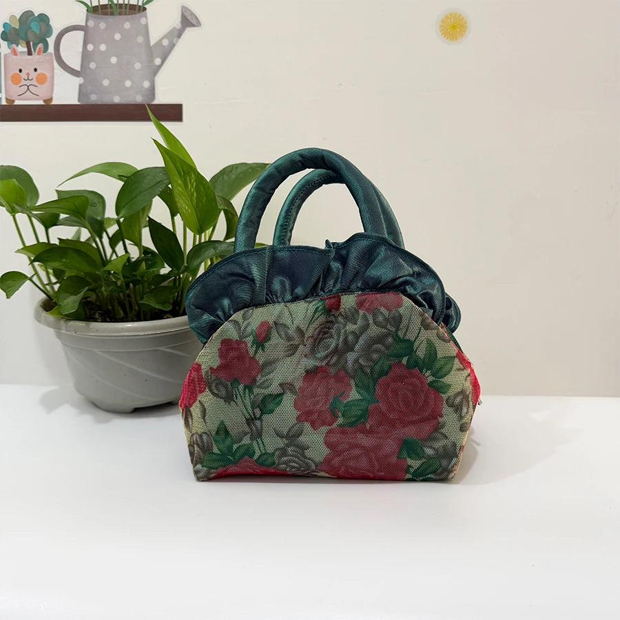 Women's evening party multi-functional elegant handbag with flowers small bag