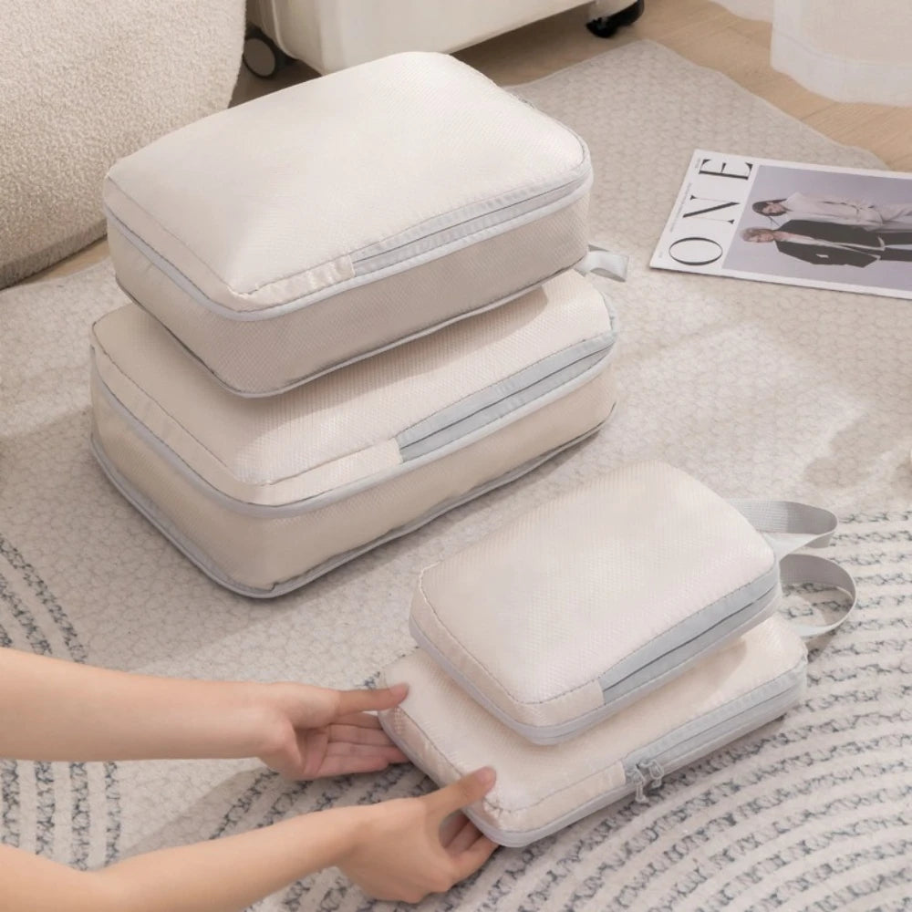 4-Piece Set Travel Clothing Storage Bags Compression Bags Expandable Travel Organizer for Clothing Toiletries Suitcase Organize